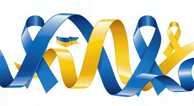 Ukraine Flag Ribbon Style Vector Illustration Isolated on White Background