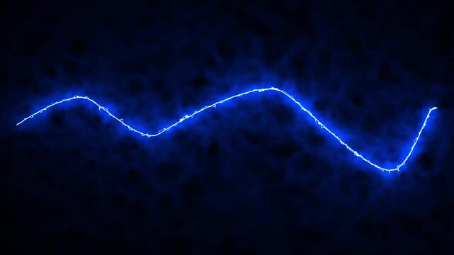 Blue and Orange Electric Wave Lines Abstract Background, Dual Energy Signal Flow, Neon Lightning Motion