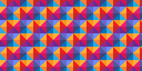 Fototapeta premium Illustration squares seamless geometric pattern with shapes. Abstract geometric triangle background wallpaper.