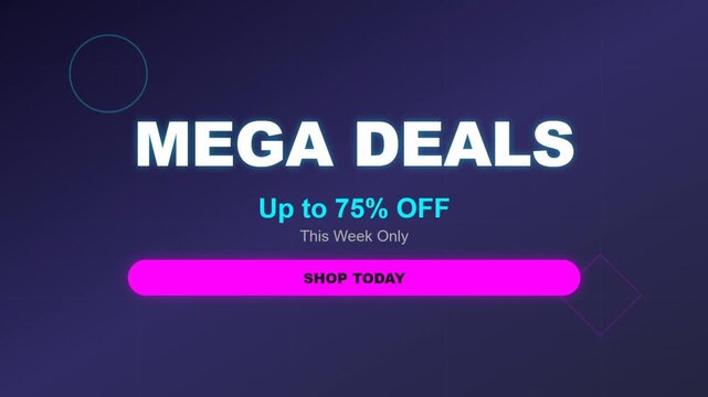 Mega Deals Shopping Promotion Graphic With Seventy Five Percent Off Discount Offer.