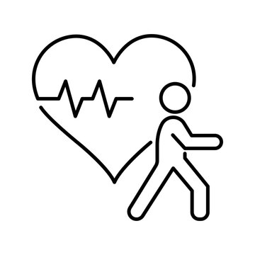 Martial arts fitness icon. Healthcare and fitness line symbol. Black and white.