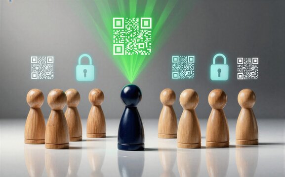 Leader unlocks QR codes with green light revealing secure digital