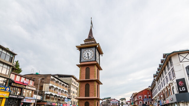 Clock Tower at Lal Chowk Srinagar also called The Ghanta Ghar is one of the main tourist attractions in Jammu and Kashmir, India