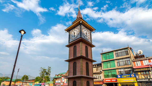 The Ghanta Ghar, Clock Tower at Lal Chowk in Srinagar is one of the main tourist attractions in Jammu and Kashmir, India