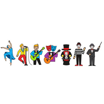 Diverse Performers Showcase Various Arts: Dance, Music, Comedy, Mime, Acting