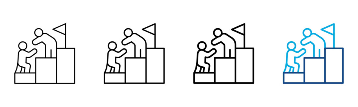Motivational Support Icon Different Style Outline Collection Set Vector Illustration