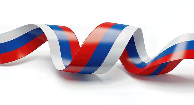 Russia Flag Ribbon Style Vector Illustration Isolated on White Background