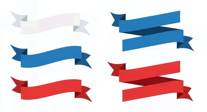 Russia Flag Ribbon Style Vector Illustration Isolated on White Background