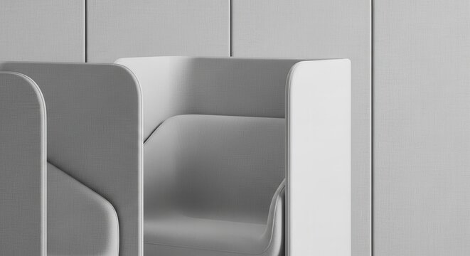 Modern Light Grey Sound Dampening Seating Module with Ergonomic Design in a Neutral Interior
