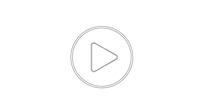 Minimalist Play Button Icon Outline, Circle and Triangle, Simple Vector Graphics