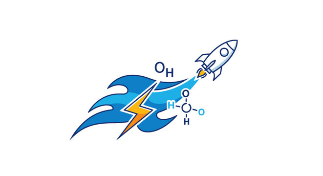 Rocket Launching with Hydroxyl Radical Chemical Formula Symbol