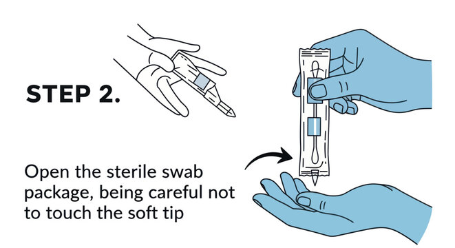 Medical Test Instructions: Opening Sterile Swab Package for Sample Collection