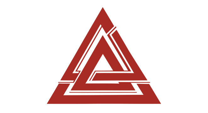 Interlocking Triangle Symbol, Abstract Geometric Shape, Modern Design Element, Red and White