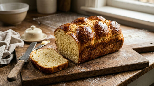 Fresh sliced bread served with butter and jam on a plate