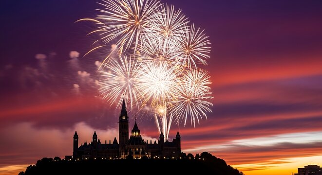 Spectacular canada day fireworks display over parliament hill ottawa
