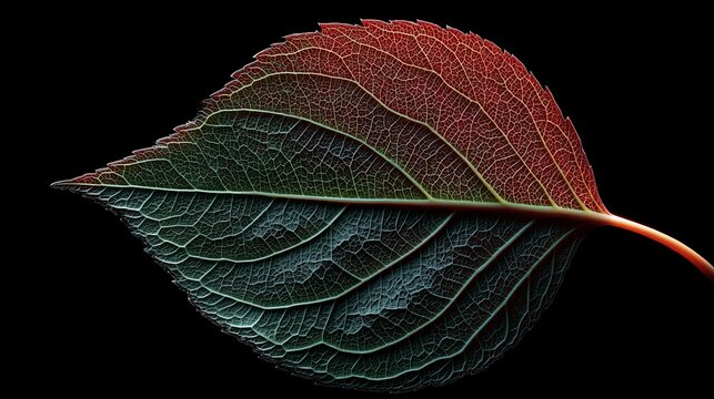 Feuille aux nervures d&eacute;taill&eacute;es avec d&eacute;grad&eacute; de couleurs automnales