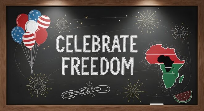 People Celebrate Freedom on Juneteenth Day with Balloons and Fireworks