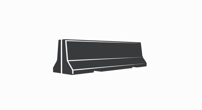 Minimalist illustration of a concrete traffic barrier on a white background