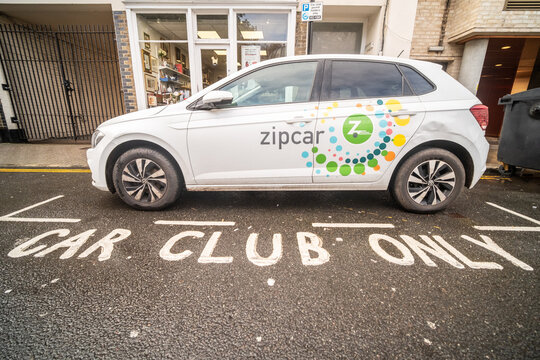 LONDON -  Zipcar shared vehicle in Car Club Only bay on King's Road Chelsea
