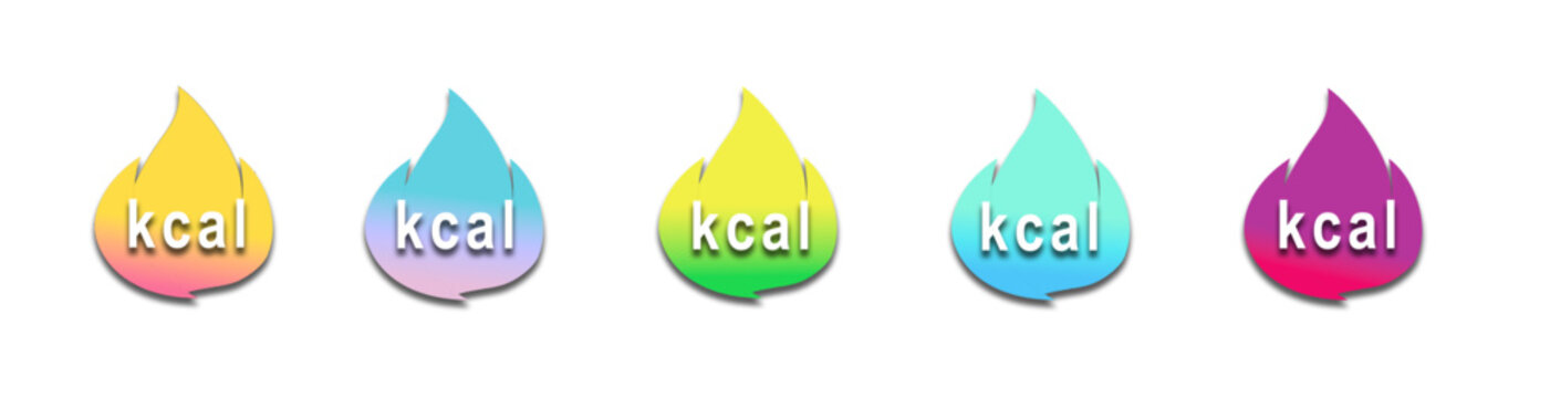 banner kilocalories fat burn icon set, kcal sign, burning calories and energy consumption vector graphic design style