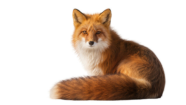 Resting Red Fox Lying Down with Thick Fur and Amber Eyes