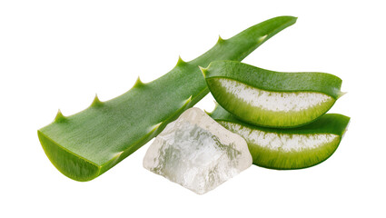 Obraz premium Fresh Aloe Vera Slices and Gel Cubes Arrangement