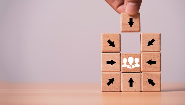 Customer focus strategy concept with arrows directing toward target audience, represent client centric approach, market segmentation, customer engagement and business growth optimization