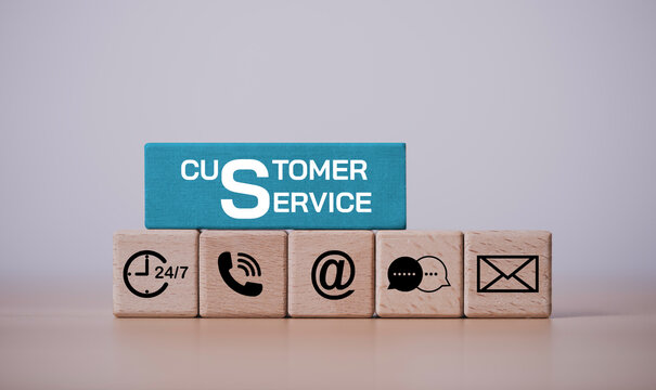 Customer service concept with multichannel support include phone, email, chat by 24 hours and 7 days assistance for communication, customer support service quality, and client satisfaction in business