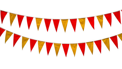 Obraz premium Red and Gold Bunting Garland Decorations Hanging in Two Rows