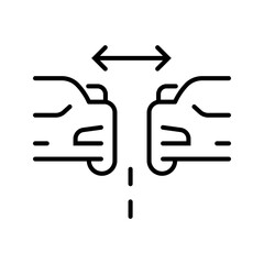 Fototapeta premium Car distance icon. Transport and road safety line symbol. Black and white.
