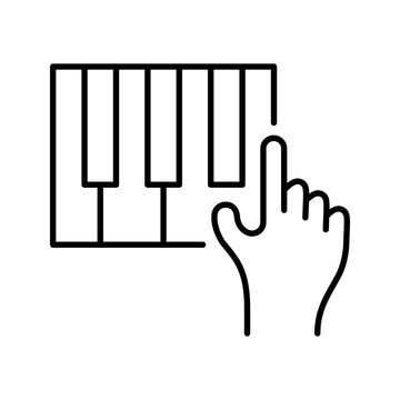 Piano keyboard icon. Music and musical instrument line symbol. Black and white.