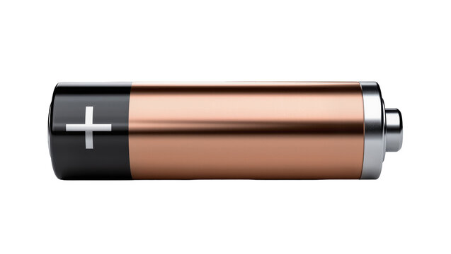 Copper Metallic Cylindrical Battery with Black Plus Sign End