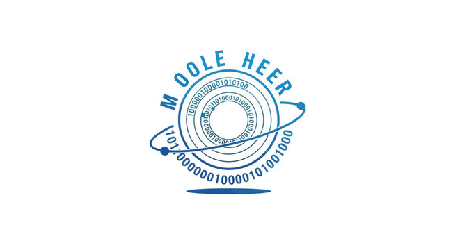 Modern Logo Design Featuring Circular Binary Code and Text.