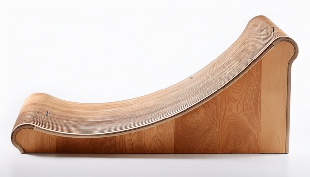 wooden skate ramp curve on white background