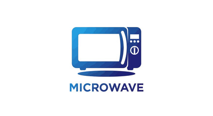 Fototapeta premium Modern Microwave Oven Icon - A Simple Blue Kitchen Appliance.
