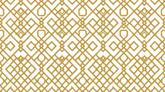 Abstract Geometric Pattern Background - Seamless Golden Rhombus and Diamond Shapes