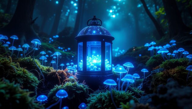 光の森の中のランタン