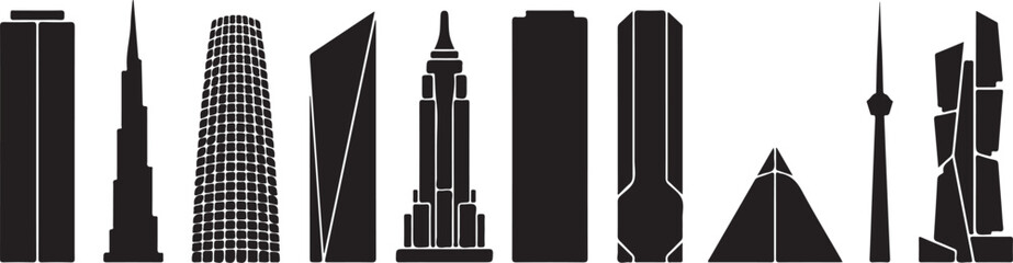 Obraz premium modern city skyline with diverse buildings flat design vector illustration