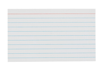Fototapeta na wymiar Blank lined index card isolated on white