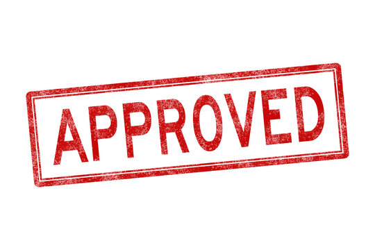 Approved red distressed stamp isolated on white