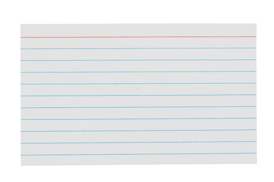 Blank lined index card isolated on white