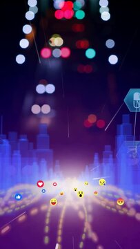 Vertical video: Bottom glow starting, reactions cluster moving forward on lanes, showing engagement