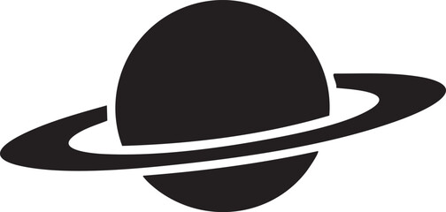 Saturn planet icon, black astronomy symbol, vector illustration, space graphic © Golam