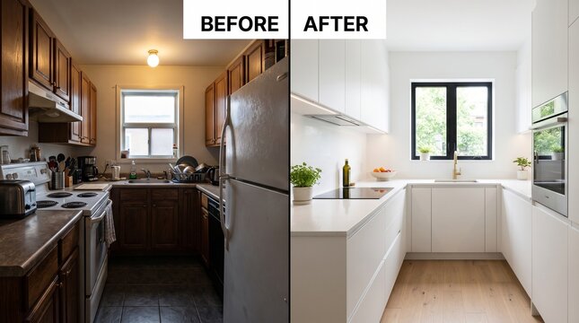 Kitchen Renovation Before and After: Old Dark Cabinets Transformed into Modern White Design