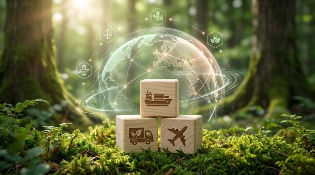 Eco-friendly Global Logistics and Sustainable Transportation Concept in Nature