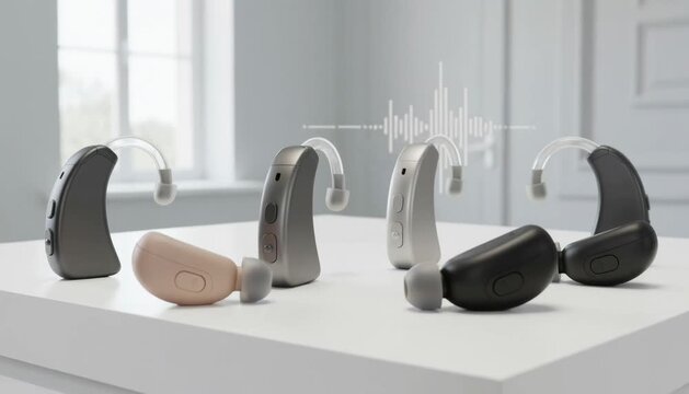 Discover advanced digital hearing aids showcasing cutting-edge technology in a pristine healthcare setting