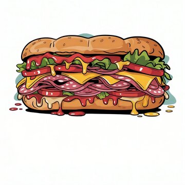 Minimalist sub sandwich vector icon on white background