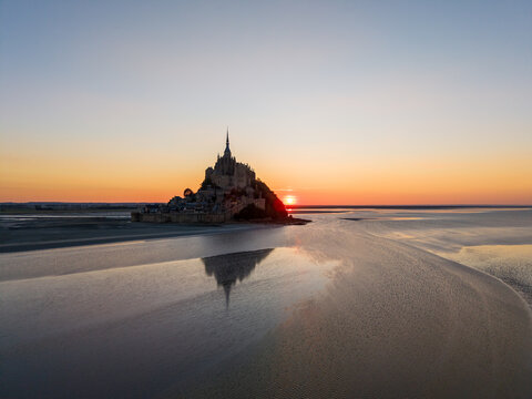 Aerial view of Mont Saint Michel in northern France