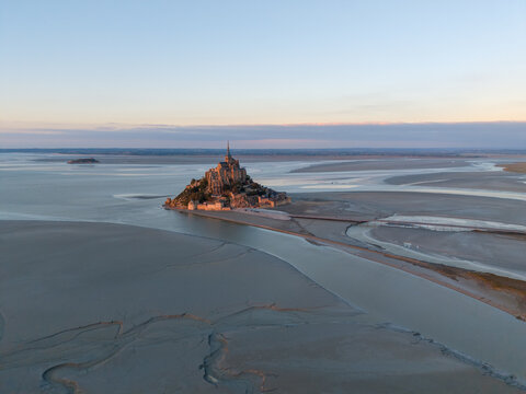 Aerial view of Mont Saint Michel in northern France