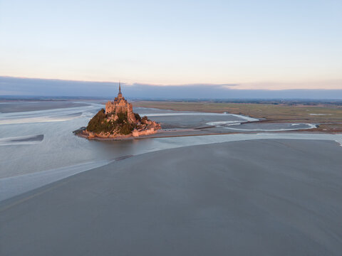 Aerial view of Mont Saint Michel in northern France